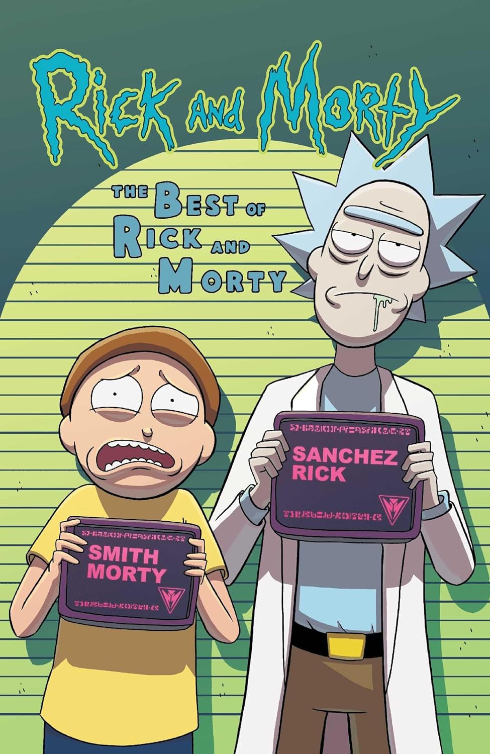 Book cover of The Best Of Rick And Morty Slipcase Collection by Kyle Starks, Ryan Ferrier, Michael Moreci, Jim Zub, Sarah Graley (Illus.), Tini Howard, Pamela Ribon, Jake Goldman, Alex Firer, C.J. Cannon (Illus.), Marc Ellerby (Illus.), Troy Little (Illus.), Sabrina Maty (Illus.), Fred C. Stresing (Illus.), Erica Hayes (Illus.), Phil Murphy (Illus.), Benjamin Dewey (Illus.), Priscilla Tramontano (Illus.)