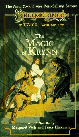 Book cover of The Magic of Krynn by Margaret Weis (Ed.), Tracy Hickman (Ed.), Barbara Siegel (Contrib.), Scott Siegel (Contrib.), Roger E. Moore (Contrib.), Warren B. Smith (Contrib.), Nick O'Donohoe (Contrib.), Richard A. Knaak (Contrib.), Nancy Varian Berberick (Contrib.), Mary L. Kirchoff (Contrib.), Michael Williams (Contrib.)
