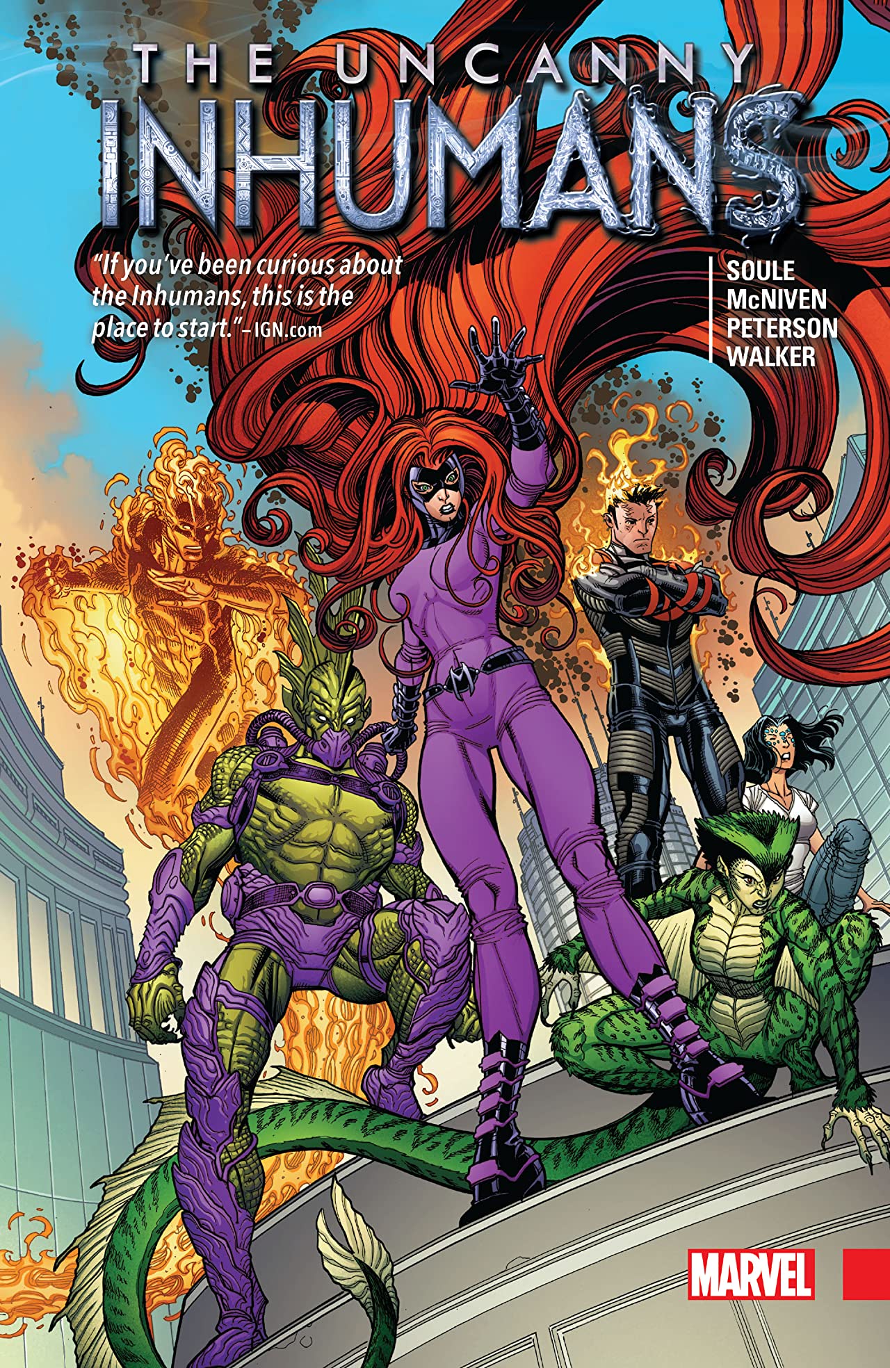 Book cover of Uncanny Inhumans, Vol. 1 by Charles Soule (Writer), Steve McNiven (Illus.), Brandon Peterson (Illus.), Kevin Walker (Illus.)