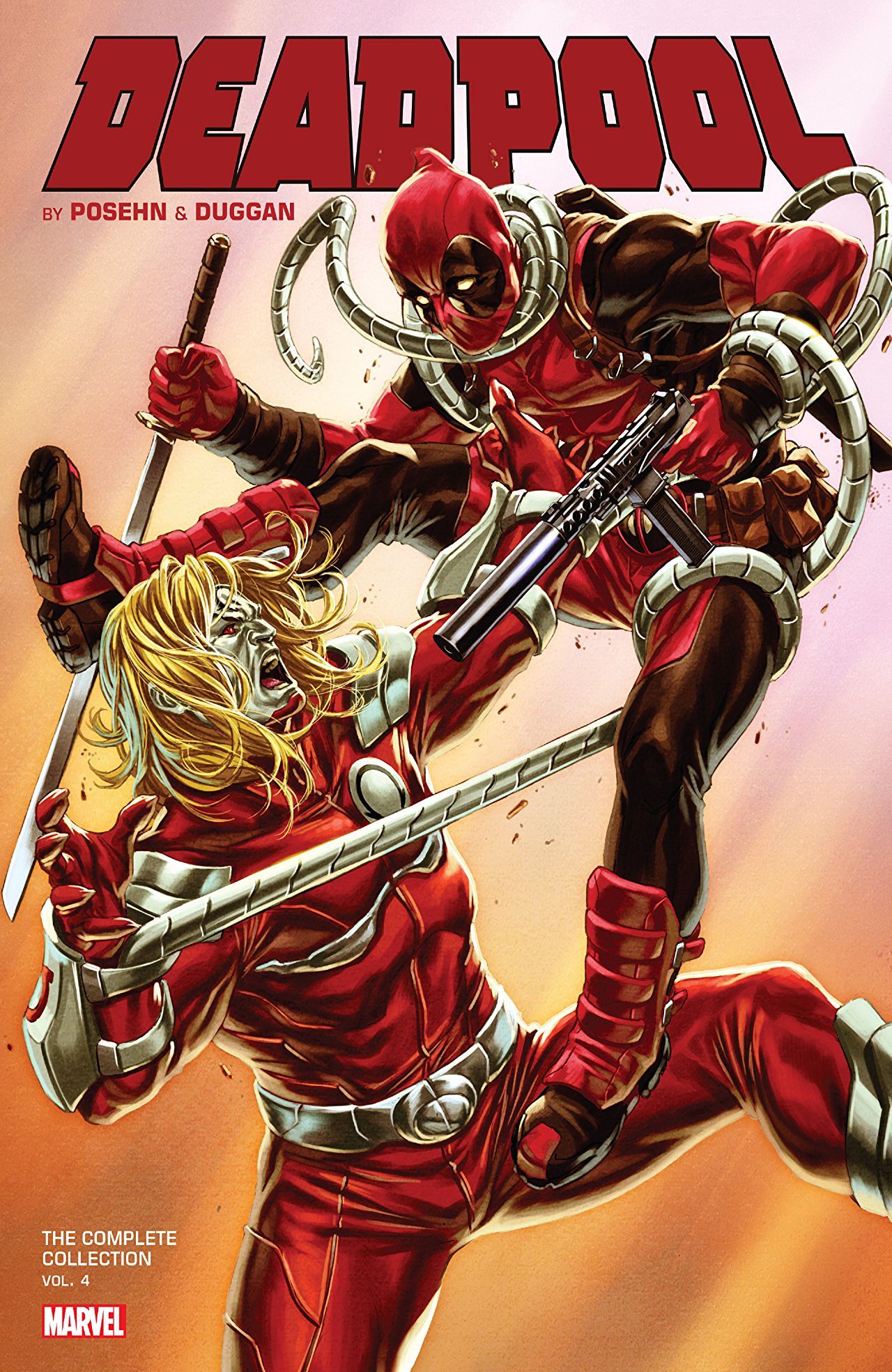 Book cover of Deadpool By Posehn & Duggan: The Complete Collection, Vol. 4 by Brian Posehn, Gerry Duggan, Scott Kolins (Illus.), Mike Hawthorne (Illus.), Scott Koblish (Illus.), Salva Espin (Illus.)