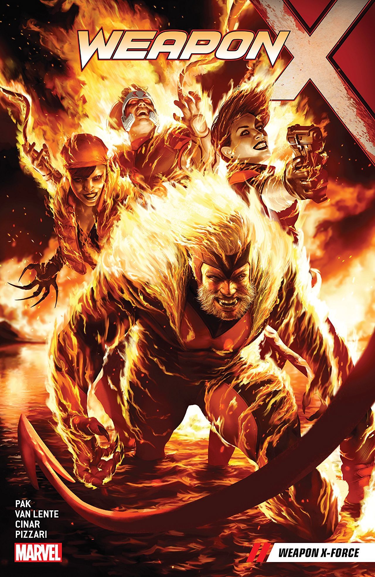 Book cover of Weapon X, Vol. 5: Weapon X-Force by Greg Pak, Fred Van Lente, Yildiray Cinar (Illus.), Luca Pizzari (Illus.), Alberto Jiménez Alburquerque (Illus.), Roberto Di Salvo (Illus.), Ibraim Roberson (Illus.)