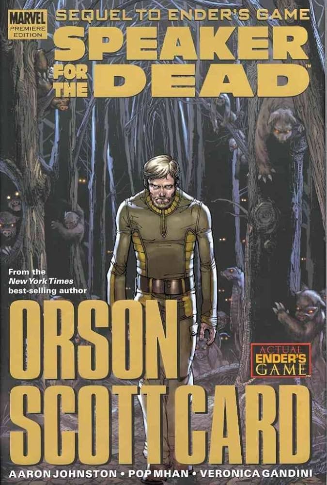 Book cover of Speaker For The Dead by Aaron Johnston, Pop Mhan (Illus.), Veronica Gandini (Illus.), Orson Scott Card (Original Story)