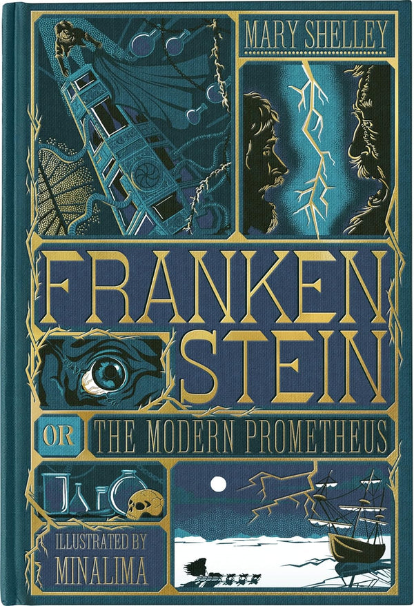 Book cover of Frankenstein by Mary Wollstonecraft Shelley, MinaLima (Illus.)