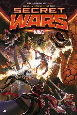 Book cover of Secret Wars by Jonathan Hickman (Writer), Jim Shooter, Esad Ribić (Artist), Brian Michael Bendis, Paul Renaud (Artist), Hajime Isayama (Illus.), Gerardo Sandoval (Illus.), Ive Svorcina (Colourist), Chris Eliopoulos (Letterer), Clayton Cowles (Letterer), Alex Ross (Cover Artist), Steve Epting (Illus.), Mike Zeck (Illus.), Ryan Stegman (Illus.), Sara Pichelli (Illus.), Dale Keown (Illus.)