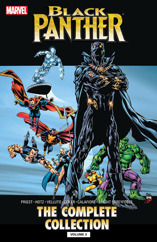 Book cover of Black Panther By Christopher Priest: The Complete Collection, Vol. 2 by Christopher J. Priest, Kyle Hotz (Illus.), Sal Velluto (Illus.), Jim Calafiore (Illus.), Norm Breyfogle (Illus.), M.D. Bright (Illus.), Tomm Coker (Illus.)