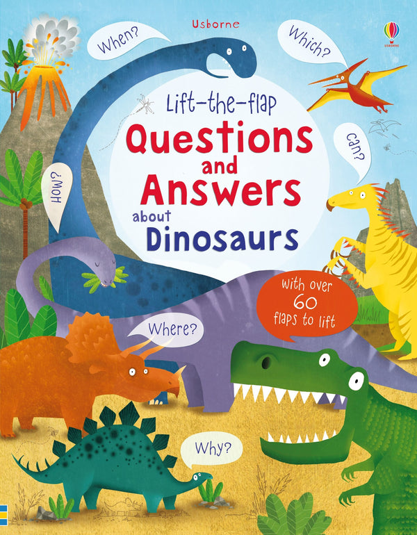 Book cover of Questions And Answers About Dinosaurs by Katie Daynes, Marie-Ève Tremblay (Illus.)