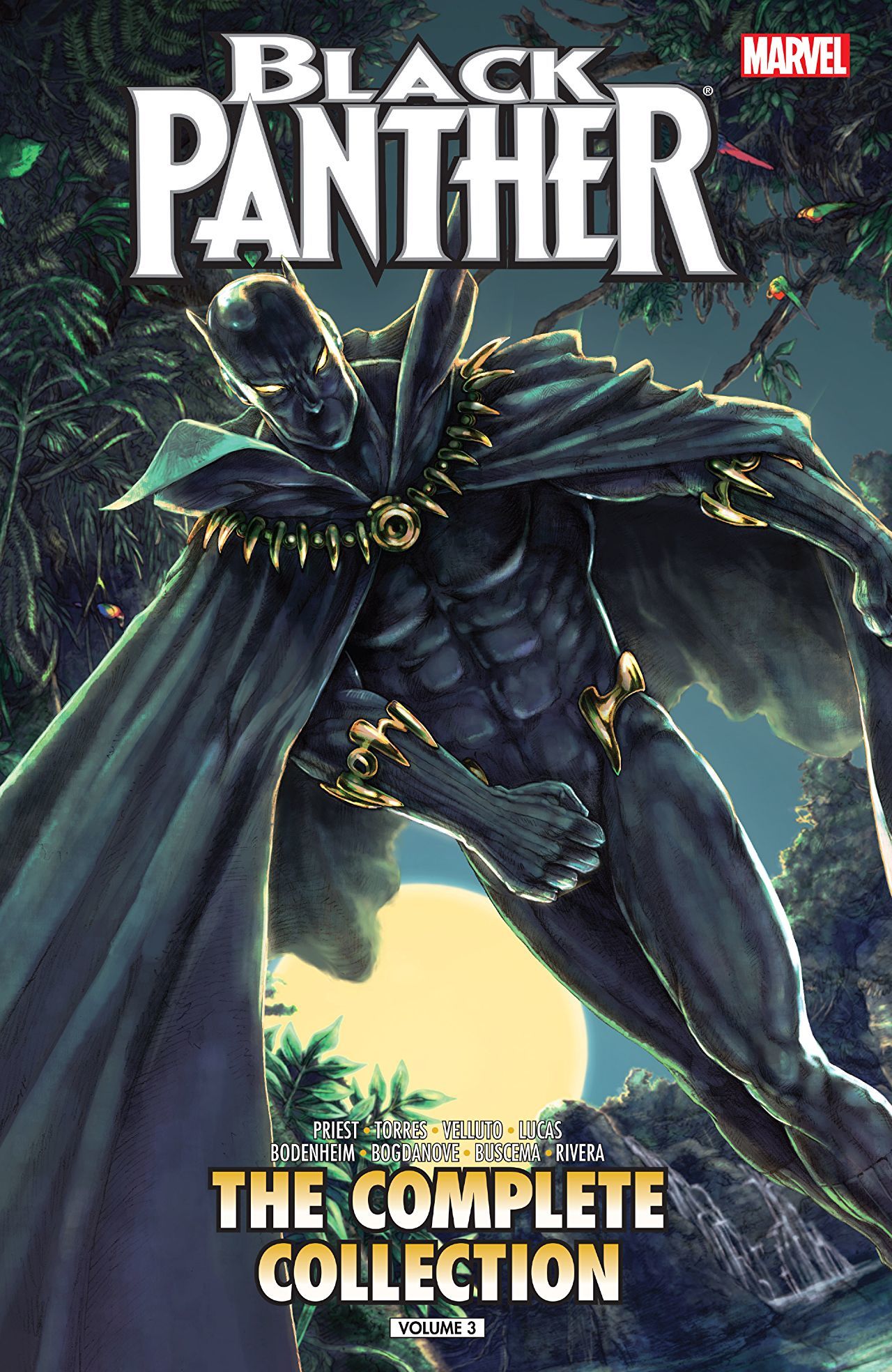 Book cover of Black Panther By Christopher Priest: The Complete Collection, Vol. 3 by Christopher J. Priest, J. Torres (Text), Sal Velluto (Illus.), Jorge Lucas (Illus.), Ryan Bodenheim (Illus.), Jon Bogdanove (Illus.), John Buscema (Illus.), Paolo Rivera (Illus.)