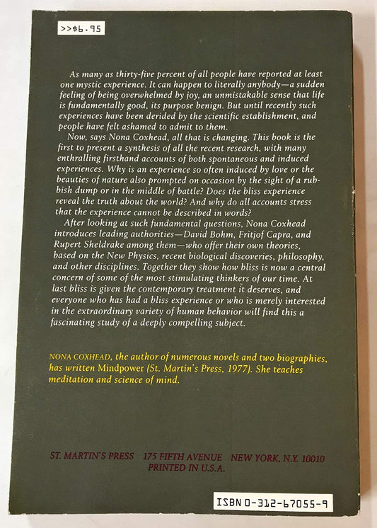 Book cover of The Relevance of Bliss: A Contemporary Exploration of Mystic Experience by Nona Coxhead