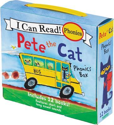 Book cover of Pete The Cat 12-Book Phonics Fun!: A Box Of 12 Mini-Books Featuring Short And Long Vowel Sounds by James Dean, Kimberly Dean