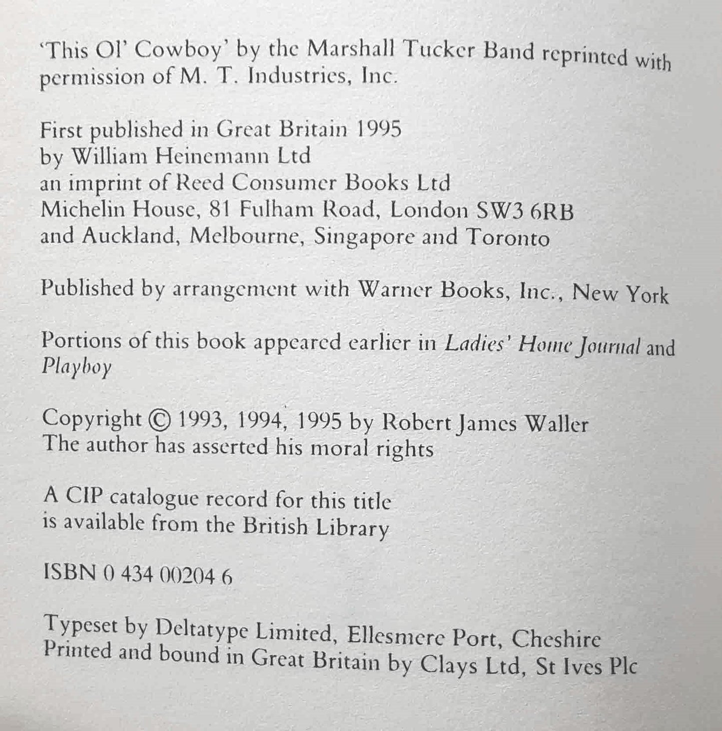 Book cover of Border Music by Robert James Waller