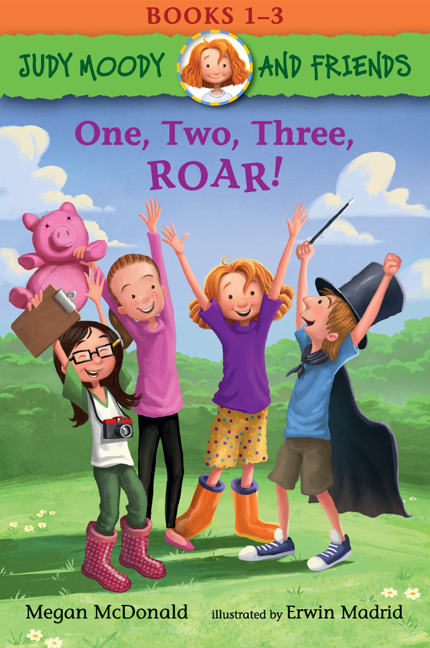 Book cover of One, Two, Three, Roar! by Megan McDonald, Erwin Madrid (Illus.)
