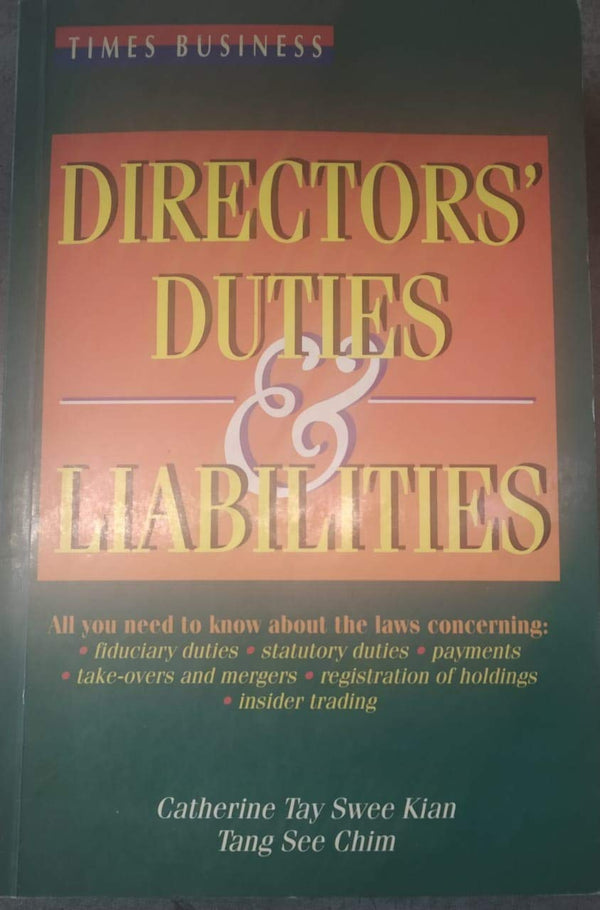 Book cover of Directors' Duties & Liabilities by Catherine Tay Swee Kian, Tang See Chim