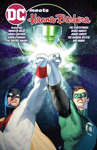 Book cover of Dc Meets Hanna-Barbera by Amanda Conner, Howard Chaykin, Jeff Parker, Ben Caldwell (Illus.), Marc Andreyko, Howard Porter (Illus.), Rick Leonardi (Illus.), Steve Lieber (Illus.), James Tynion IV, Pier Brito (Illus.), Phil Winslade (Illus.), Dan DiDio, Scott Hanna (Illus.), Mark   Russell, Tony Bedard, Ariel Olivetti (Illus.), Jimmy Palmiotti