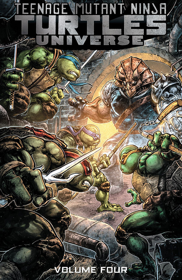 Book cover of Teenage Mutant Ninja Turtles Universe, Volume 4: Home by Chris Mowry (Writer), Paul Allor, Ian Flynn, Giannis Milonogiannis (Illus.), Dave Wachter (Illus.)