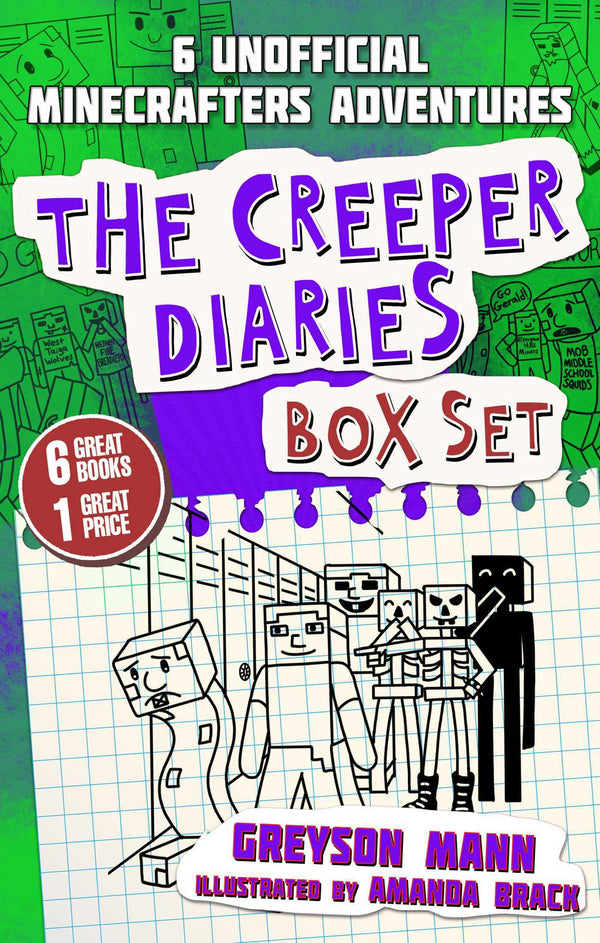 Book cover of The Creeper Diaries Box Set: Six Unofficial Adventures For Minecrafters! by Greyson Mann, Amanda Brack (Illus.)