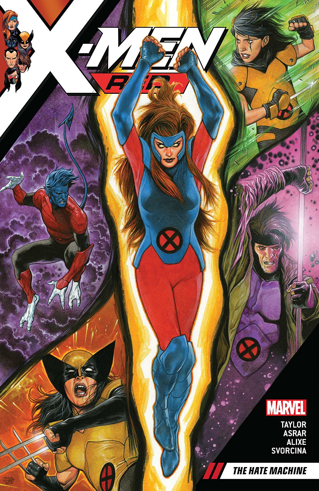 Book cover of X-Men Red, Vol. 1: The Hate Machine by Tom    Taylor, Mahmud Asrar (Illus.), Pascal Alixe (Illus.)
