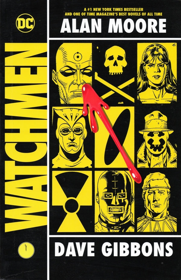 Book cover of Watchmen by Alan             Moore, Dave Gibbons (Illustrator/Letterer/Intro), John    Higgins (Colorist/Digital Finishing)