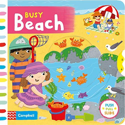 Book cover of Busy Beach: A Push, Pull, Slide Book by Campbell Books