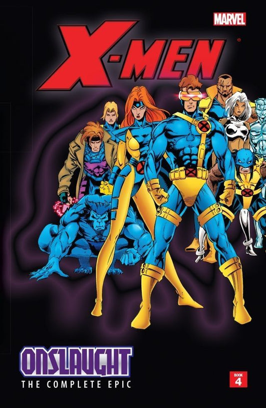 Book cover of X-Men: Onslaught - The Complete Epic, Book 4 by Mark Waid, Scott Lobdell, Tom DeFalco (Text), Jeph Loeb (Text), Larry Hama (Text), Andy Kubert (Illus.), Joe Madureira (Illus.), Whilce Portacio (Illus.), Joe Bennett (Ilustrador), Carlos Pacheco (Illus.), Bernard Chang (Ilustrador), Jim Lee (Illus.), Val Semeiks (Illus.), Randy Green (Illus.), Ryan Benjamin (Ilustrador), Adam Kubert (Ilustrador)