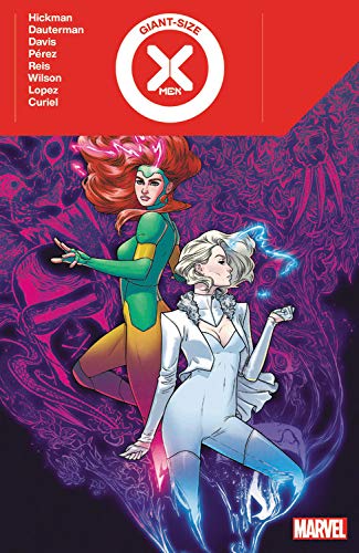 Book cover of Giant-Size X-Men by Jonathan Hickman, Rod Reis (Artist), Russell Dauterman (Artist), Alan Davis (Artist), Ramón Pérez (Artist), Matt Wilson (Colorist), David Curiel (Colorist), Carlos López (Colorist), Ariana Maher (Letterer), Clayton Cowles (Letterer)