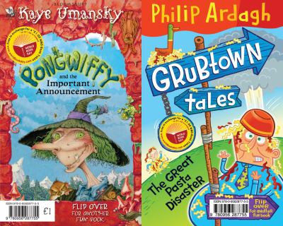 Book cover of Pongwiffy And The Important Announcement / Grubtown Tales: The Great Pasta Disaster: A World Book Day Flip Book by Kaye Umansky, Philip Ardagh