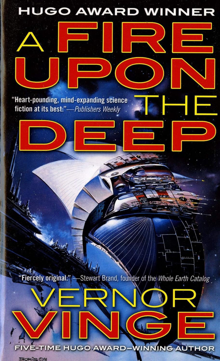 Book cover of A Fire Upon The Deep by Vernor Vinge